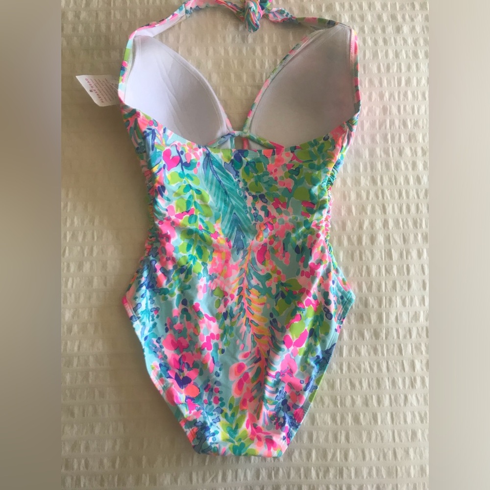 NWT Lilly Pulitzer Lanai Halter One-Piece swimsuit Catch The Wave Print Halter 2 - Picture 13 of 13
